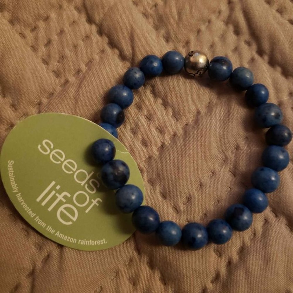 Acai Seeds of Life World Bracelet Blue Bead OS